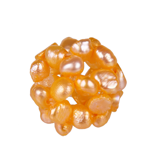 Perlenball, Perlenkugel, Ã˜12-13mm, Süßwasserperlen, gelb - zum Schließen ins Bild klicken